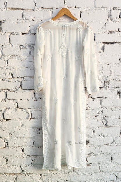 Adaya White Chikankari Kurta Set Georgette