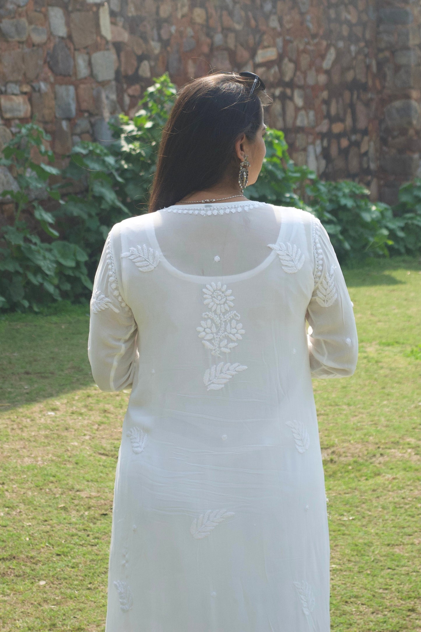 Insha White Chikankari Kurta Palazzo Set