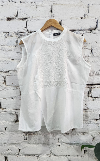 Diva White Chikankari Sleeveless Top