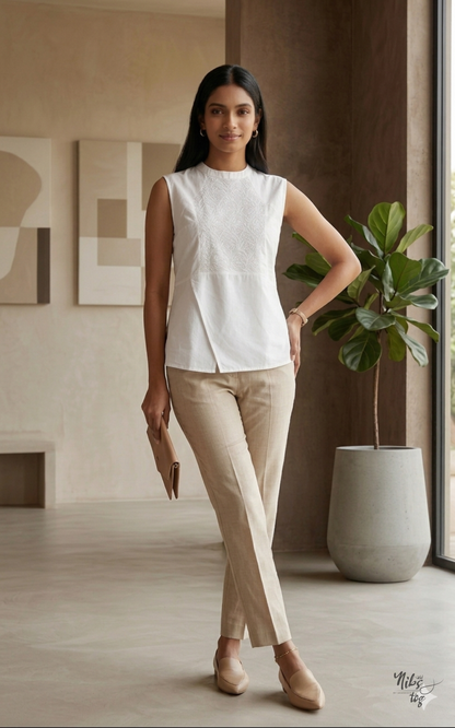 Diva White Chikankari Sleeveless Top