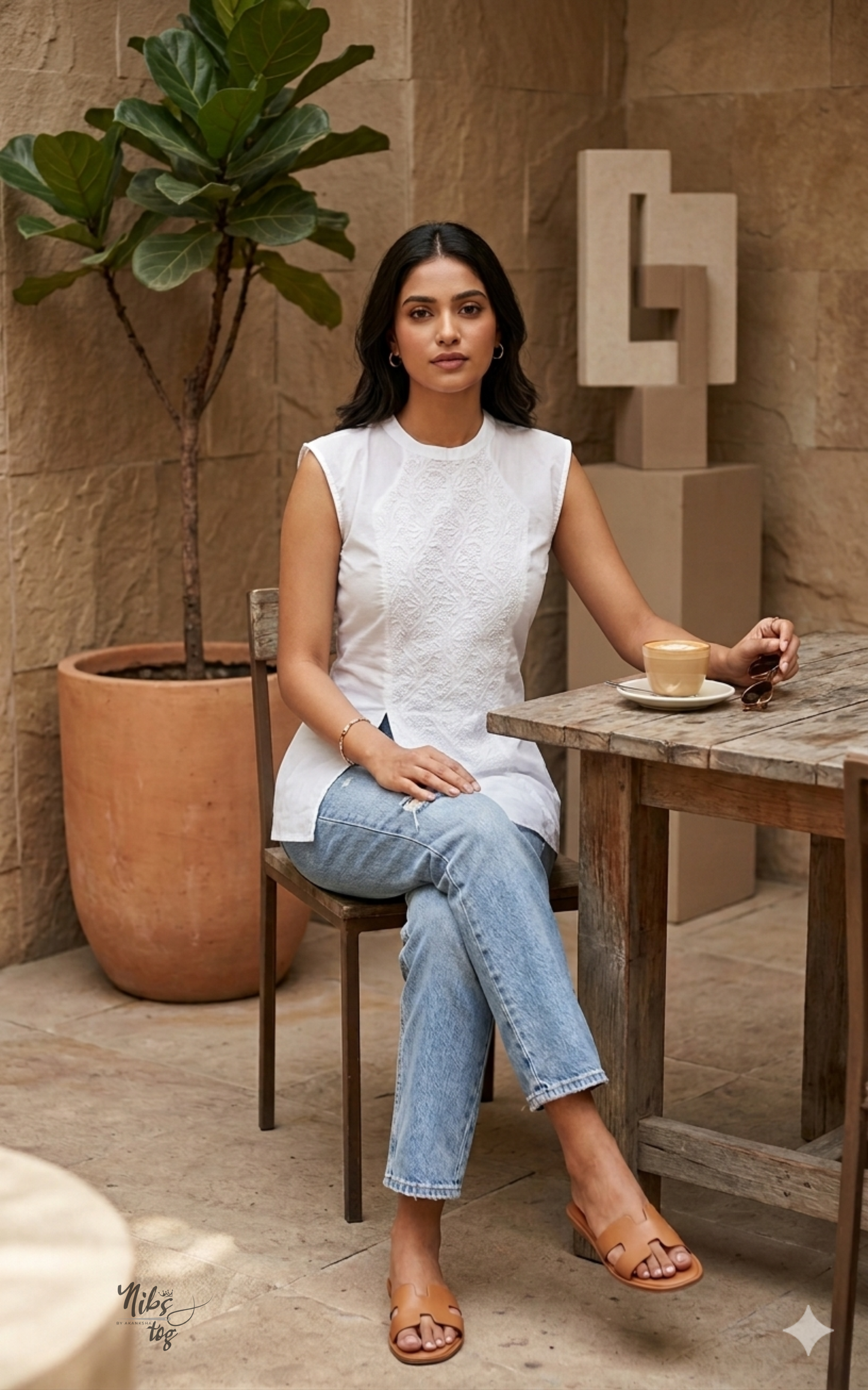 Diva White Chikankari Sleeveless Top
