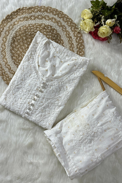 Silk Chikankari Kurta Palazzo Set