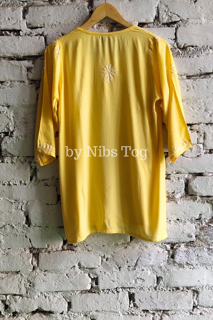 Light Yellow Rozana Chikankari Short Kurta